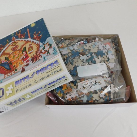 Bits and Pieces Loading the Sleigh 1000 Piece Jigsaw Puzzle Christmas Complete - Picture 12 of 12